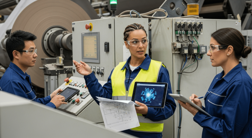Gyártásvezető papírgyárban táblagéppel, technológiai előírások szerinti irányítás