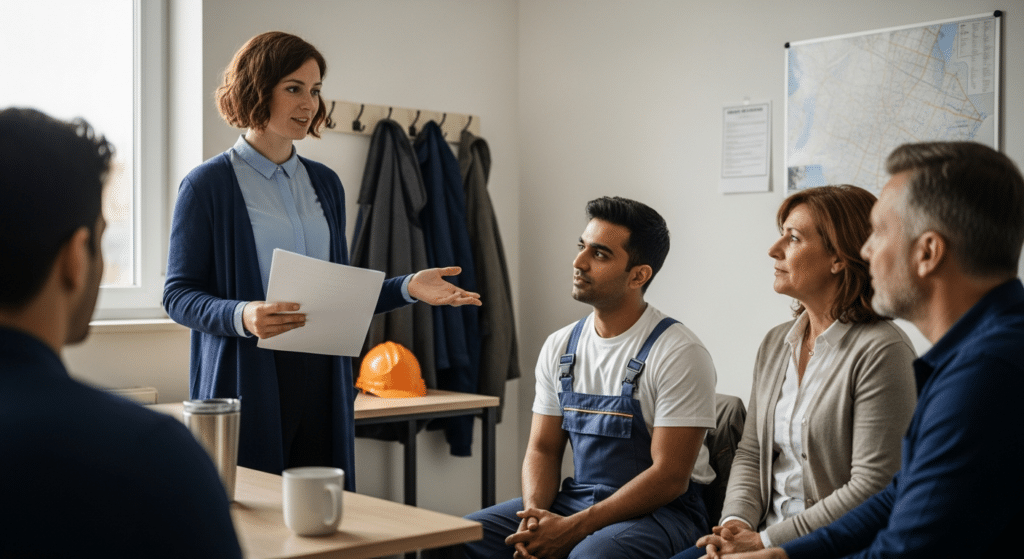 Munkahelyi beilleszkedés támogatása: HR koordinátor tájékoztatja az új dolgozókat